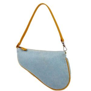 Christian Dior Small Saddle Bag - Denim - Beautiful VINTAGE bag - LIKE NEW